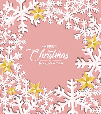 Vector illustration with snow and stars background. Christmas background with snowflakes with place for textのイラスト素材