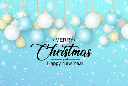 Vector illustration of Christmas balls. Christmas decoration background. Merry Christmas and Happy New Yearのイラスト素材