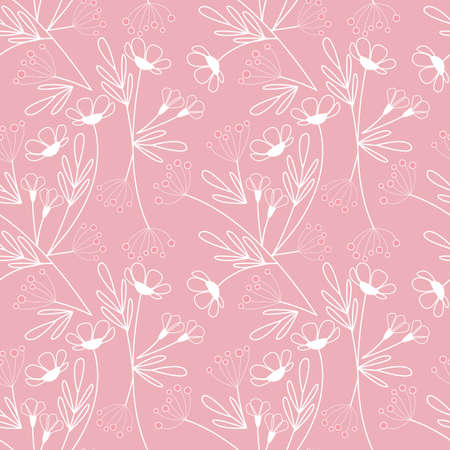 Vector illustration of flowers seamless pattern with leaves. Natural backgroundのイラスト素材