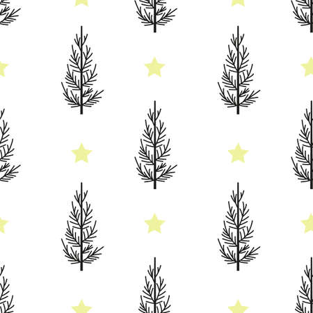 Vector illustration seamless pattern Christmas tree. Background Merry Christmasのイラスト素材