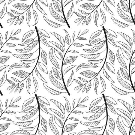 Vector illustration of leaves seamless pattern. Natural background with green leavesのイラスト素材