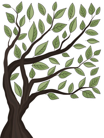 Vector illustration of tree. Tree background with green leavesのイラスト素材