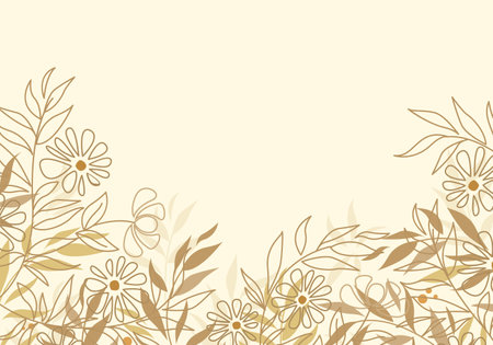 Vector illustration of floral decoration with leaves. Romantic backgroundのイラスト素材