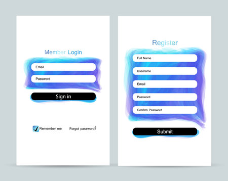 Vector illustration of login page. Sign up form. Login, Sign In. Website sign up, Create Account. Registration form. Register sign in for website, mobile apps.のイラスト素材