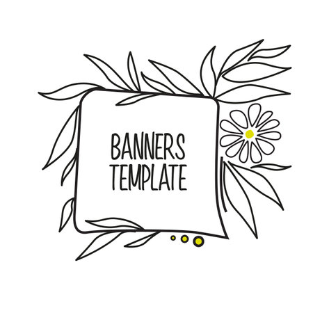Vector illustration of a floral banner with leaves, with a place for textのイラスト素材