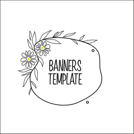 Vector illustration of a floral banner with leaves, with a place for textのイラスト素材