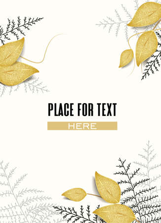 Vector illustration of golden leaves. Gilded greeting cardのイラスト素材