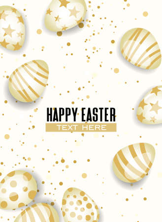 Vector illustration Happy Easter background. Top view of easter eggs. Greeting cards and decoration for Easterのイラスト素材