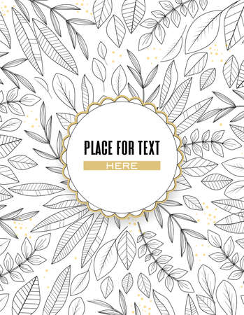 Vector illustration of floral decoration silhouettes with leaves. Romantic backgroundのイラスト素材