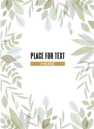 Vector illustration of decoration branches with leaves and grass, nature background. Romantic backgroundのイラスト素材