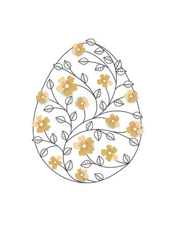 Vector Easter eggsVector illustration Easter eggs, decorations flowers and leavesのイラスト素材
