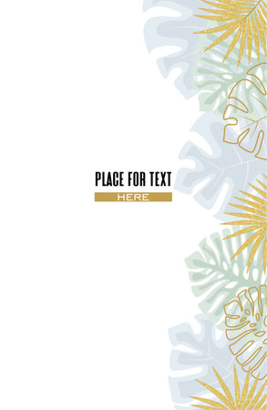 Vector illustration of floral decoration with palm leaves. Tropical backgroundのイラスト素材