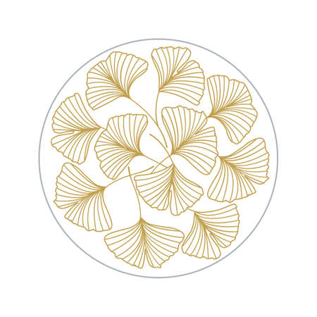 Vector illustration of ginkgo biloba leaves. Background with silhouette of leavesのイラスト素材