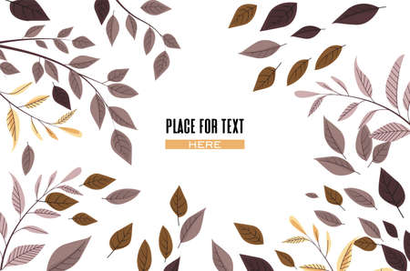 Vector floral decoration branches with leaves in the frame, romantic background with place for textのイラスト素材