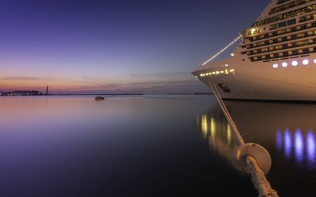 Cruise ship moored at the port of Bari, Italy