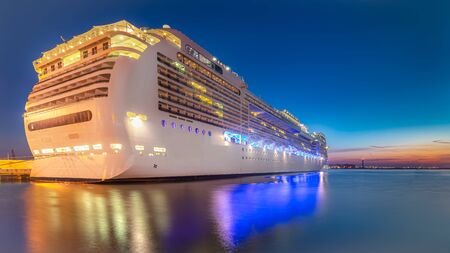 Cruise ship moored at the port of Bari, Italy.の写真素材