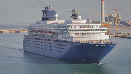 Cruise ship entering the port of Civitavecchia, Italy.