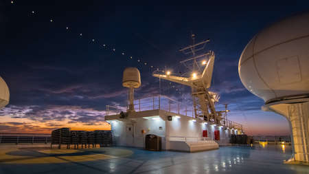 Upper deck of a cruise ship.のeditorial素材