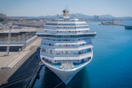 Cruise ship departing from the port of Marseille, France
