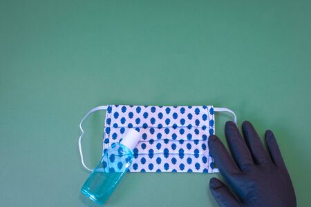 Mask, glove and hydroalcoholic gel for protection against viruses, allergies, epidemics and global...