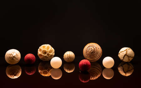 Zero waste Christmas decorations with recyclable paper Christmas tree balls. Ecological concept of...
