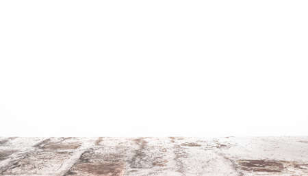 Stone table on white background. White background with stone stand for presentation of advertising...