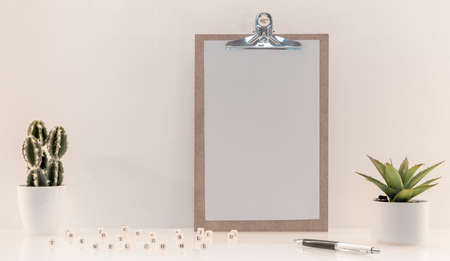 White photo frame template with empty space for logos, advertising inscription. Frame in portrait...