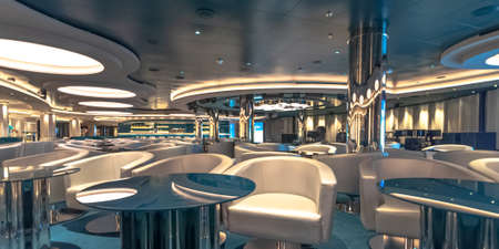 View of a lounge of the cruise ship MSC Seaview, Marseille, France, June 30, 2018.のeditorial素材