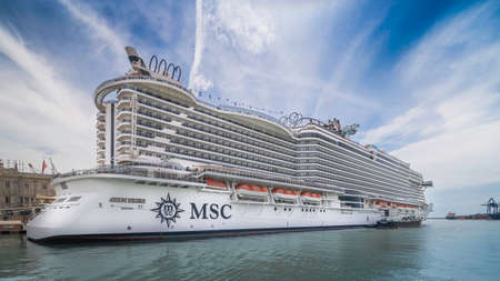 Cruise ship MSC Seaside at the port of Genoa in Italy on July 17, 2021.