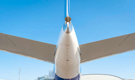 Tail of an airliner.