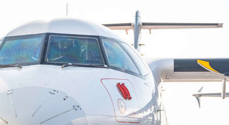 View of an ATR 72-600 in Toulouse, France on July 21, 2021.