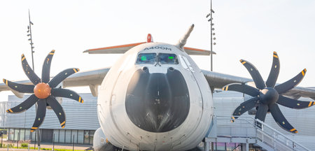 French Army Atlas A400M transport plane in Toulouse, France on July 21, 2021のeditorial素材