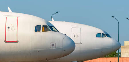 Airbus A340 and A320 airliners in Toulouse, France on July 21, 2021.