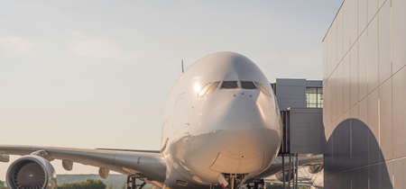 View from the cockpit of an airliner during boarding.