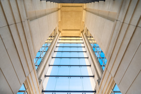 Building of the Hotel de Region de l'Occitanie in Montpellier, France, on the banks of the Lez.のeditorial素材