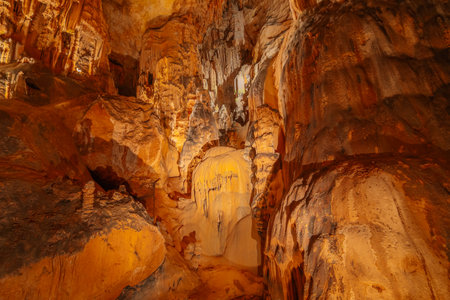 Interior view of the beautiful Stalactites and stalagmites in the cave.の写真素材