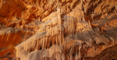 Interior view of the beautiful Stalactites and stalagmites in the cave.の写真素材