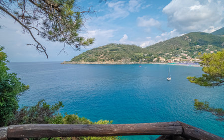 View of the sea in the bay in Luguria, Italy.の写真素材