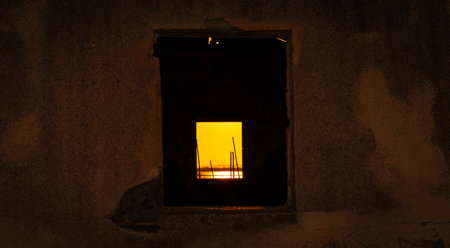 View of a pond in the Camargue, a protected nature reserve, from a window of a fisherman's hut. South of France.の写真素材