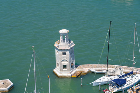 Venetian canal at night, Venice, Veneto, Italyの写真素材