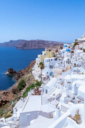 White architecture on Santorini island, Greece. Beautiful summer landscape.の写真素材