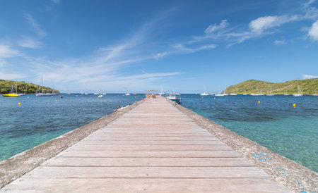 Wooden jetty on the island of Anse a l'Ane, Martinique.の写真素材