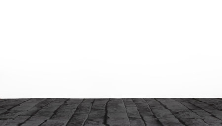 White background with gray stone floor. 3d render, 3d illustration.の写真素材