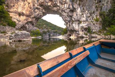 Beautiful view of Vallon Pont D'Arc, the canyon of the river Ardeche in Franceの写真素材
