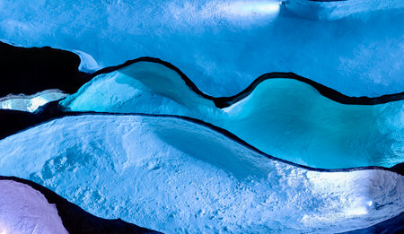 Blue ice floe in the ice cave, closeup of photoの写真素材
