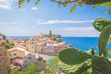 View of Vernazza in Cinque Terre, Italyの写真素材