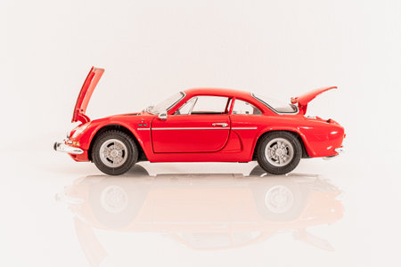Model of a sports car on a white background, with a shadowの写真素材