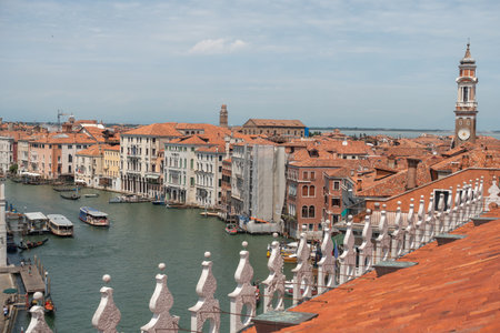 Panoramic view of the Grand Canal in Venice, Italy.の写真素材