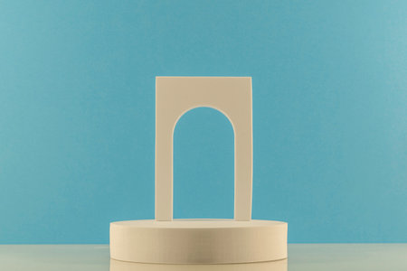 Minimalist abstract background, primitive geometrical forms, pastel colors, 3D render.