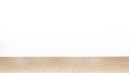 Empty white wall and marble floor with copy space for text or image.の写真素材
